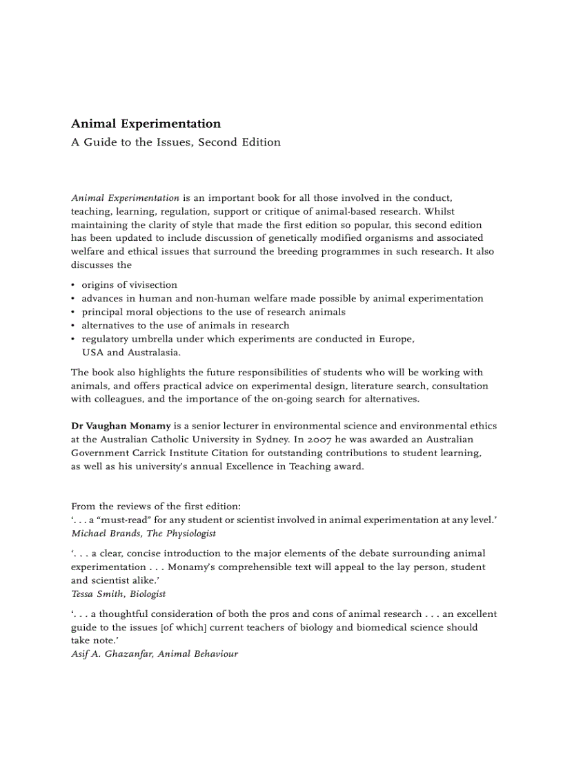 image for page Animal Experimentation A Guide to the Issues 2nd Edition