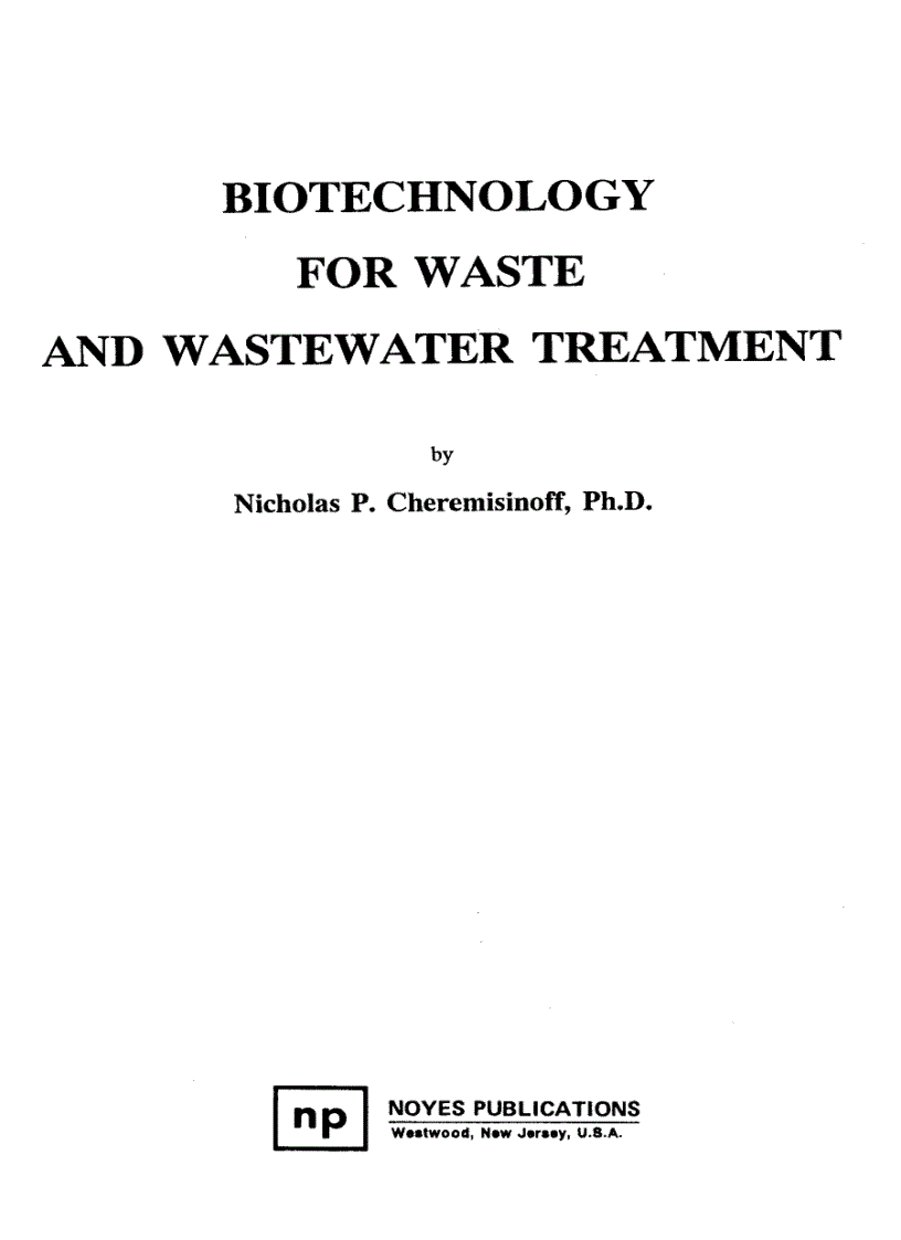 image for page Biotechnology for Waste and Wastewater Treatment
