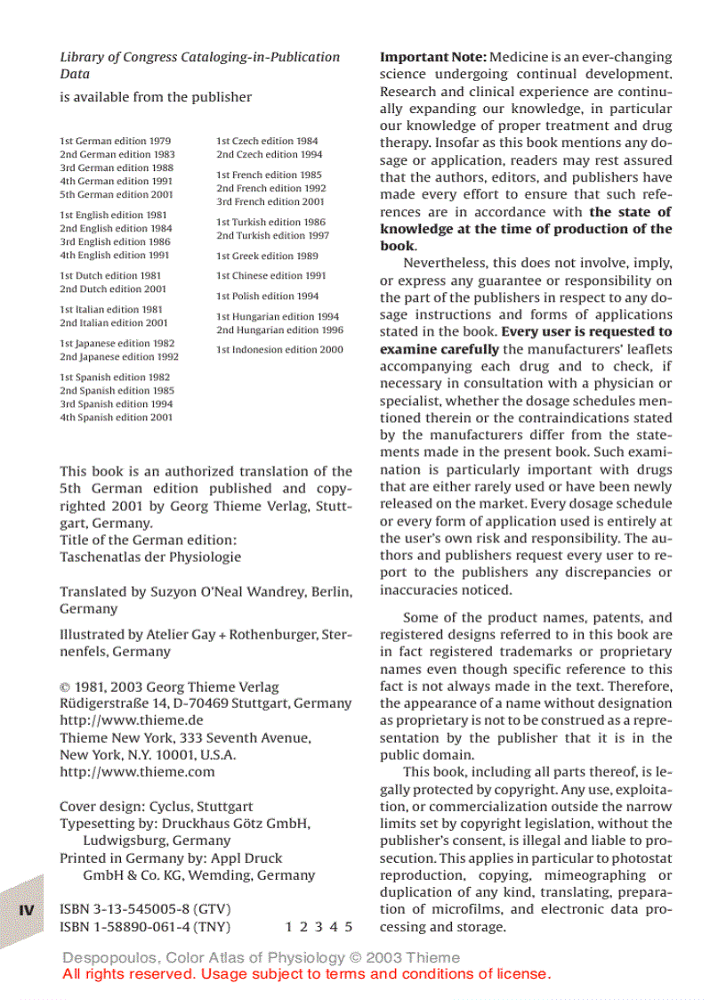 image for page Color Atlas of Physiology