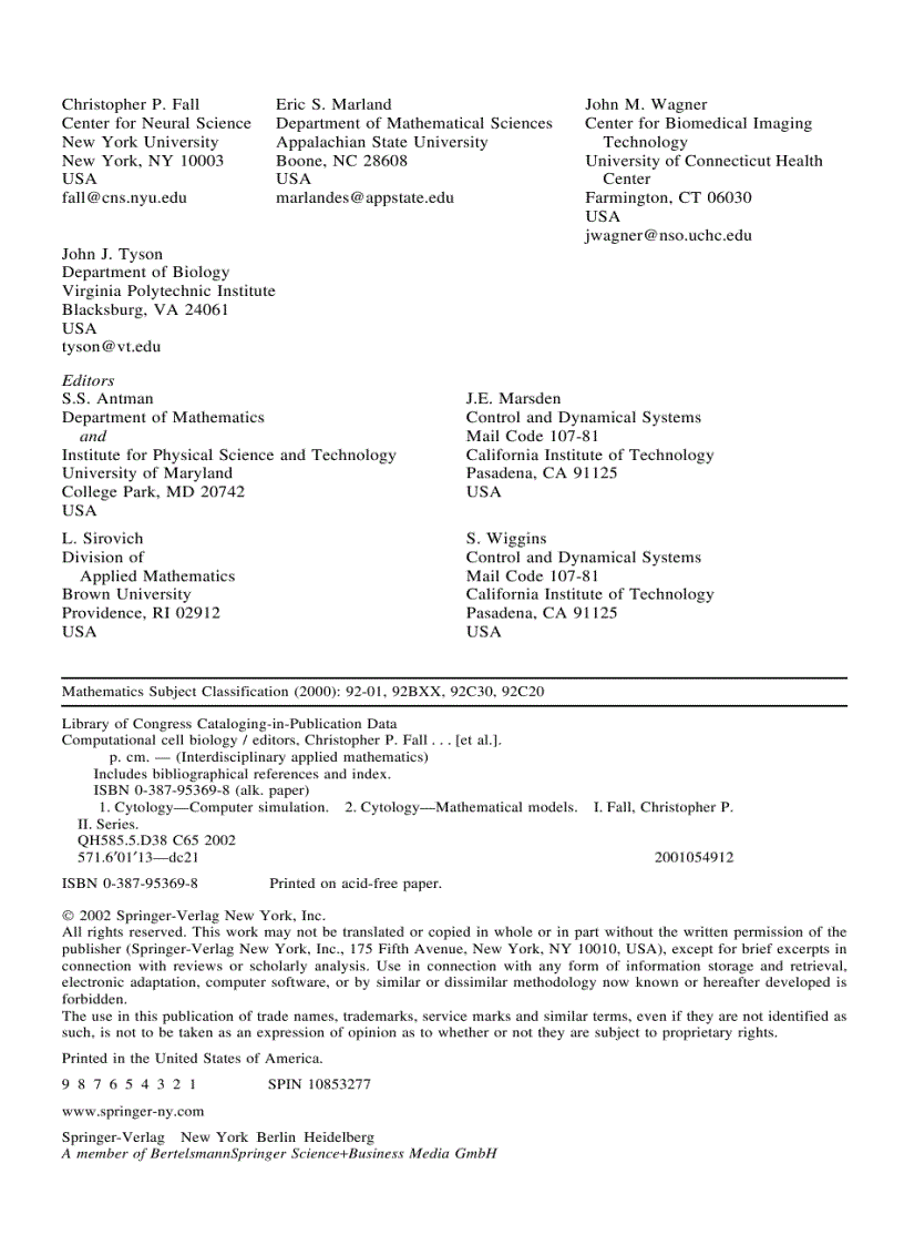 image for page Computational Cell Biology