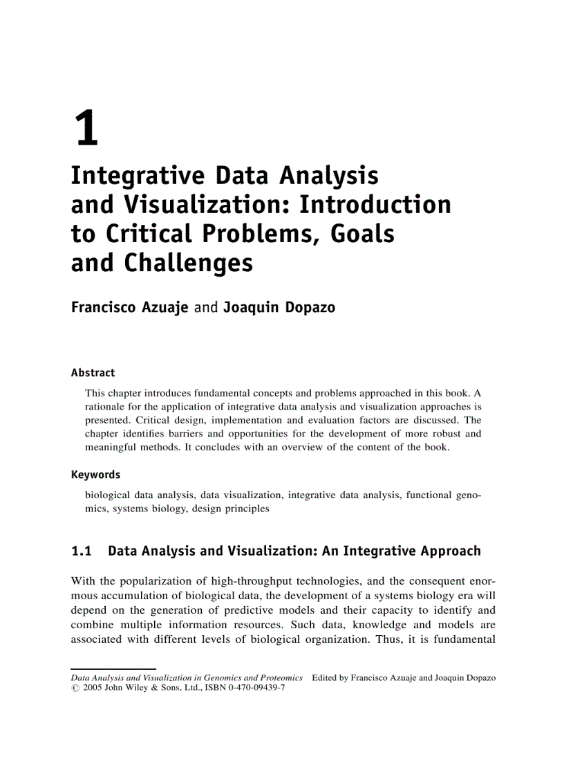 image for page Data Analysis and Visualization in Genomics and Proteomics