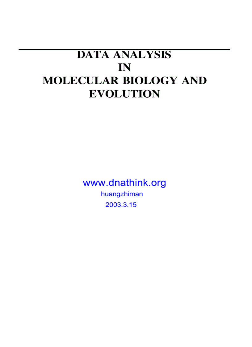 image for page Data Analysis in Molecular Biology and Evolution