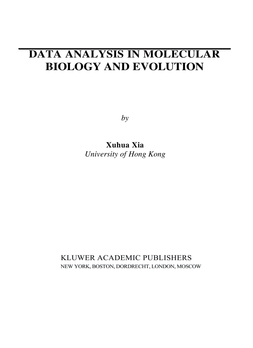 image for page Data Analysis in Molecular Biology and Evolution