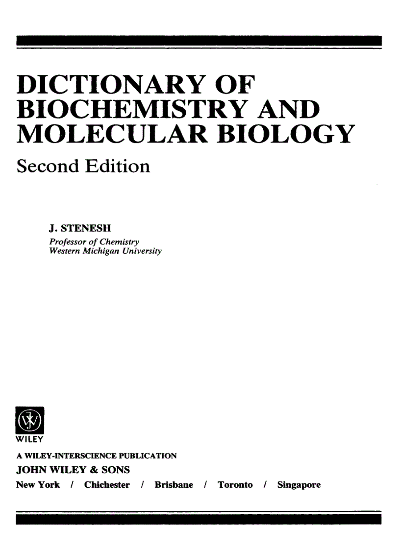 image for page Dictionary of Biochemistry and Molecular Biology 2nd Edition