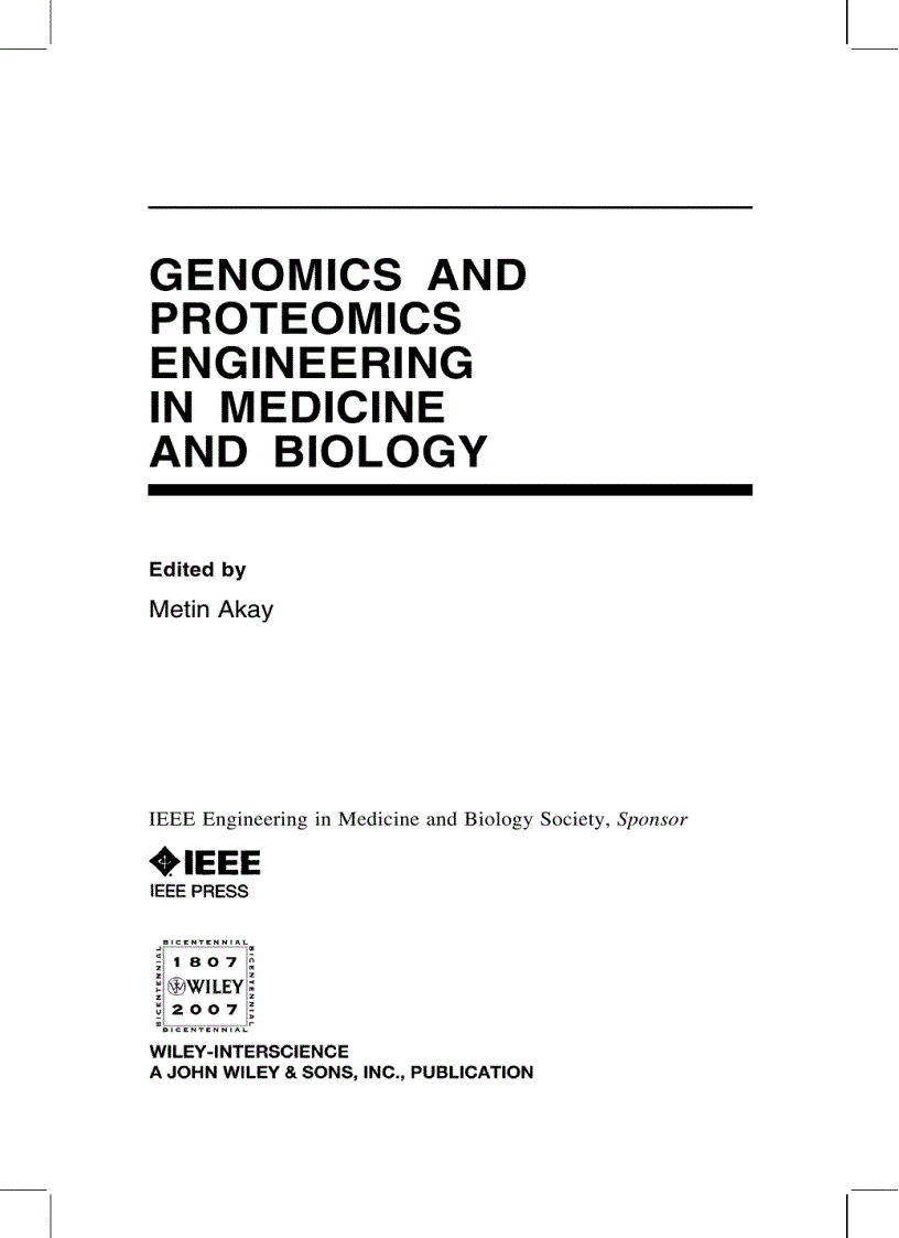 image for page Genomics and Proteomics Engineering in Medicine and Biology