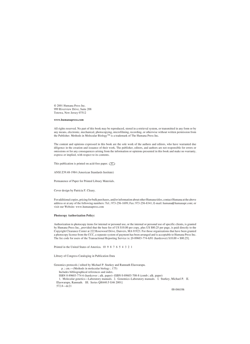image for page Genomics Protocols Methods in Molecular Biology