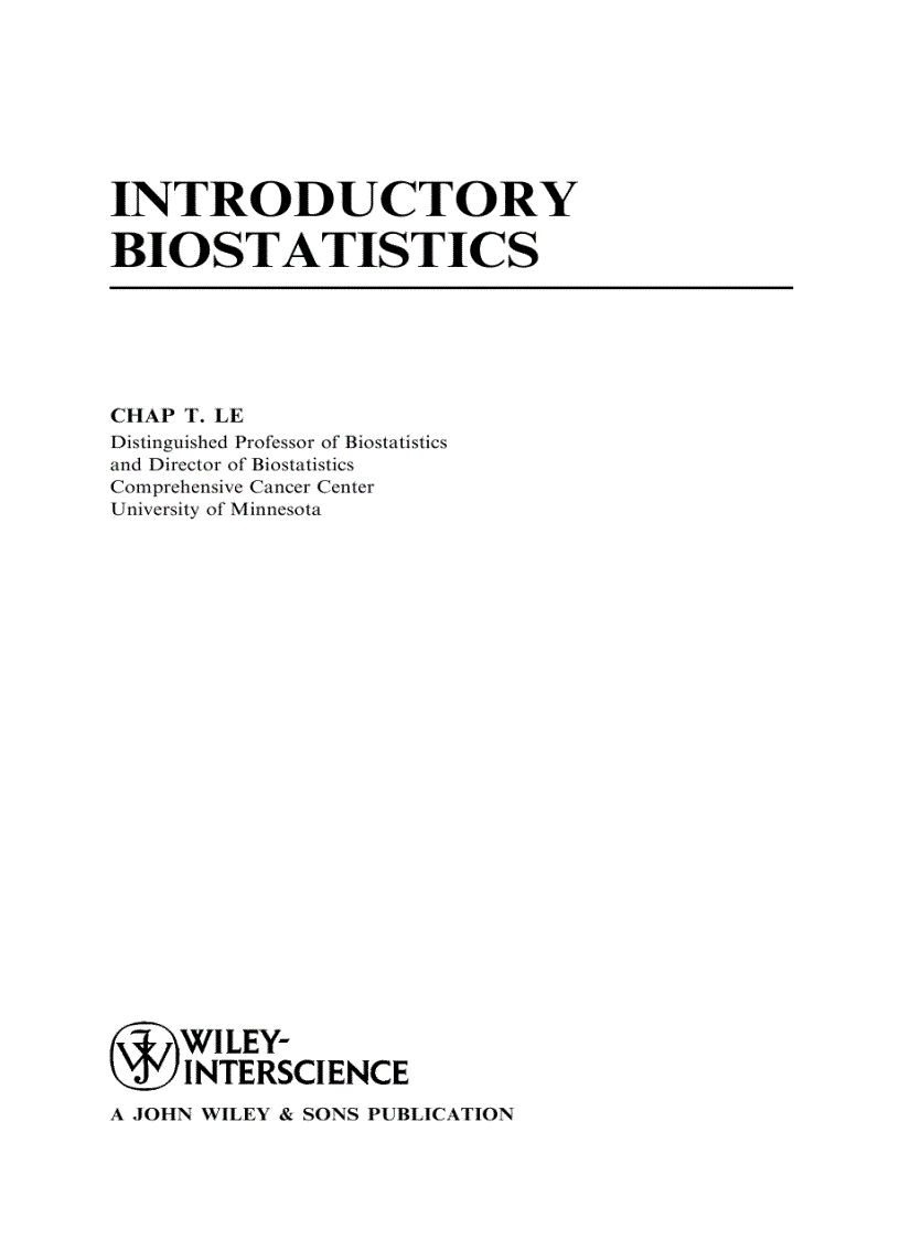 image for page Introductory Biostatistics 1st Edition