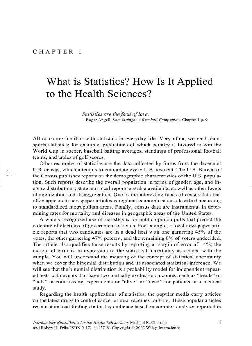 image for page Introductory Biostatistics for the Health Sciences