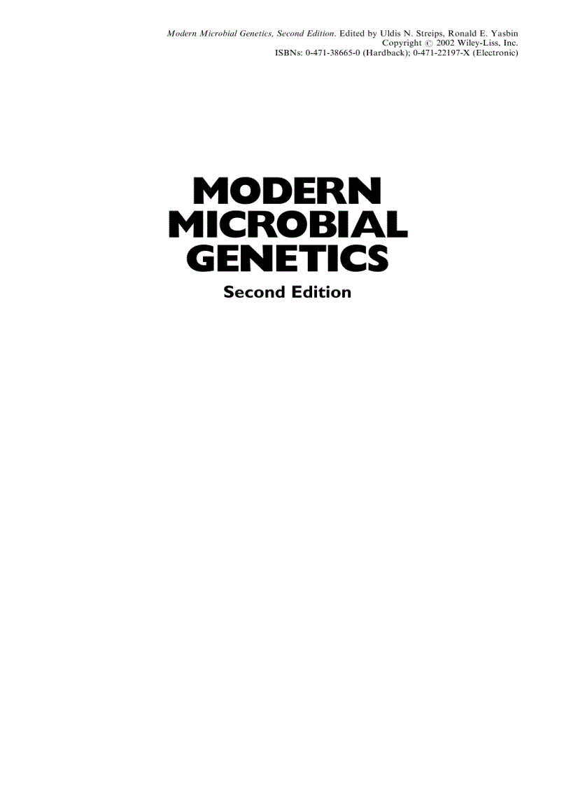 image for page Modern Microbial Genetics 2nd Edition