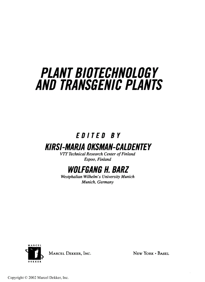 image for page Plant Biotechnology and Transgenic Plants