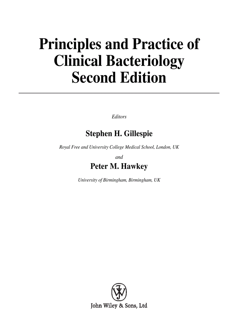 Principles and Practice of Clinical Bacteriology 2nd Edition