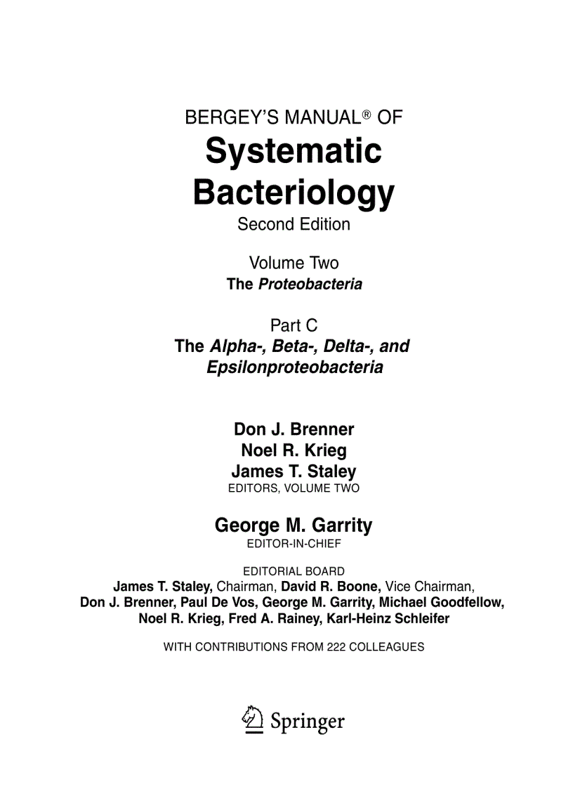 Systematic Bacteriology Second Edition