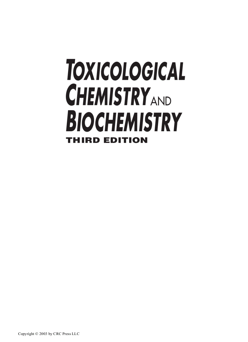 image for page Toxicological Chemistry and Biochemistry 3rd Edition