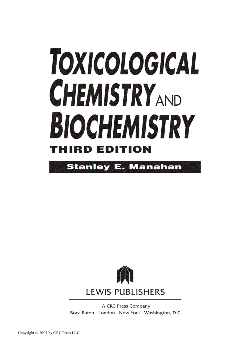 image for page Toxicological Chemistry and Biochemistry 3rd Edition