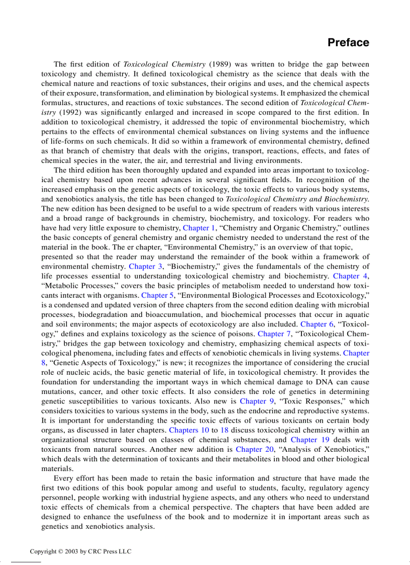 image for page Toxicological Chemistry and Biochemistry 3rd Edition