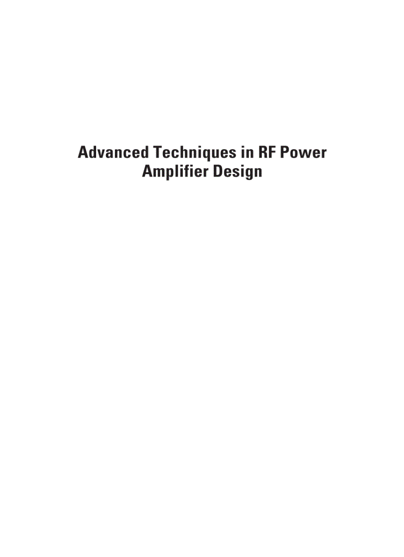 image for page Advanced Techniques in RF Power Amplifier Design