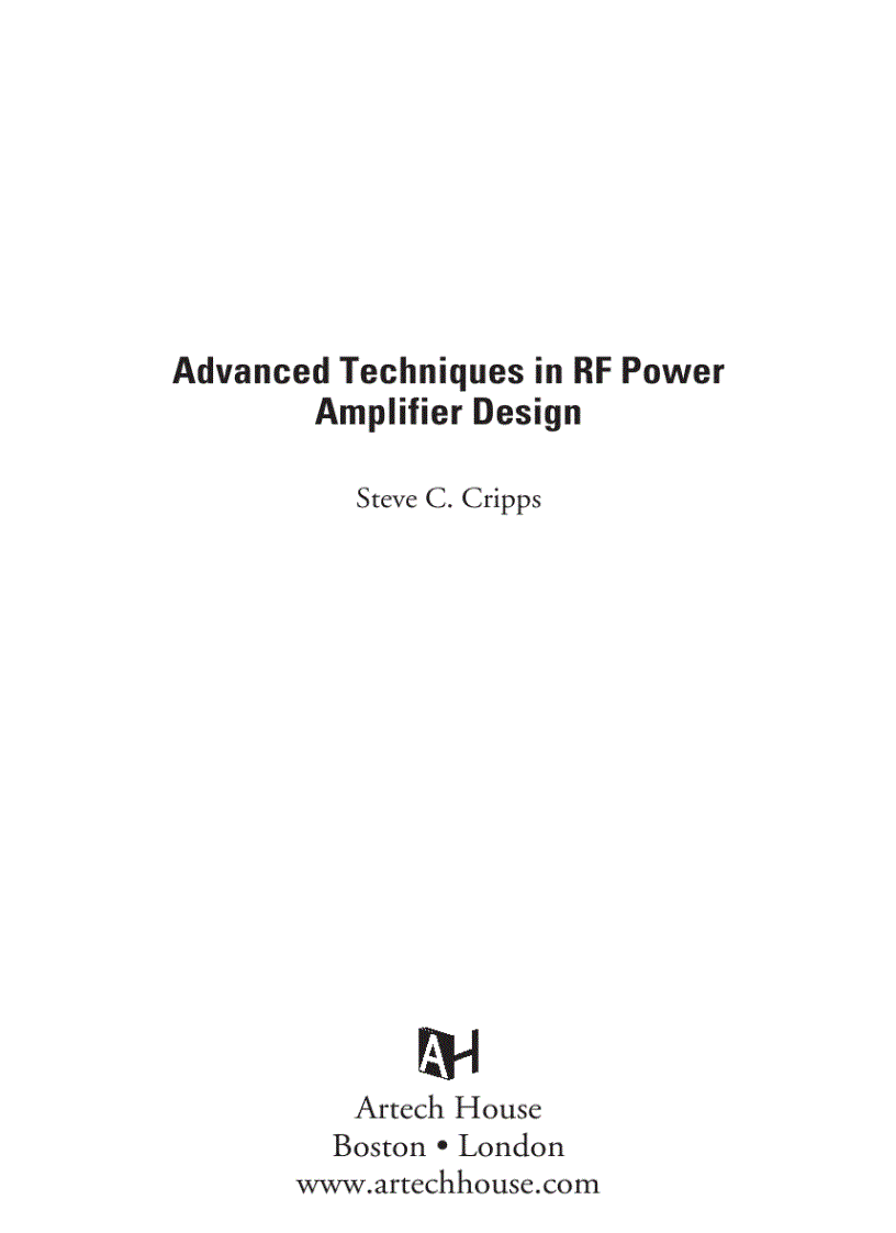 Advanced Techniques in RF Power Amplifier Design