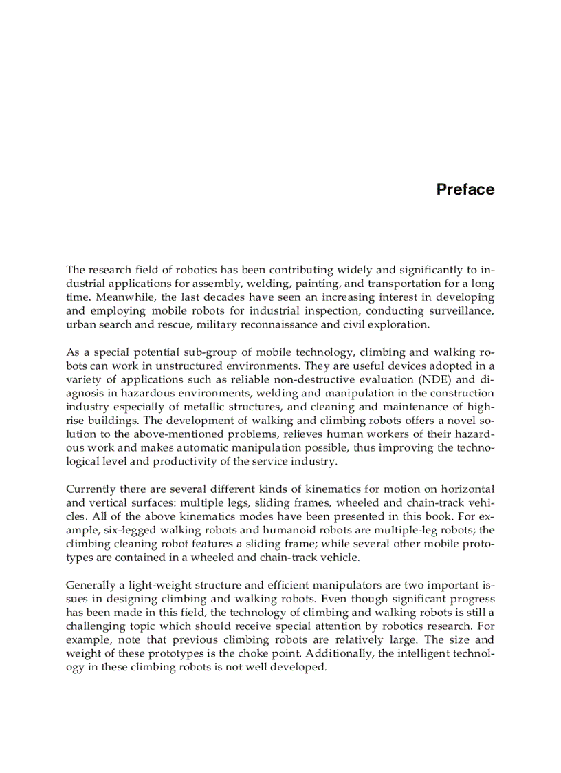 image for page Climbing and Walking Robots towards New Applications