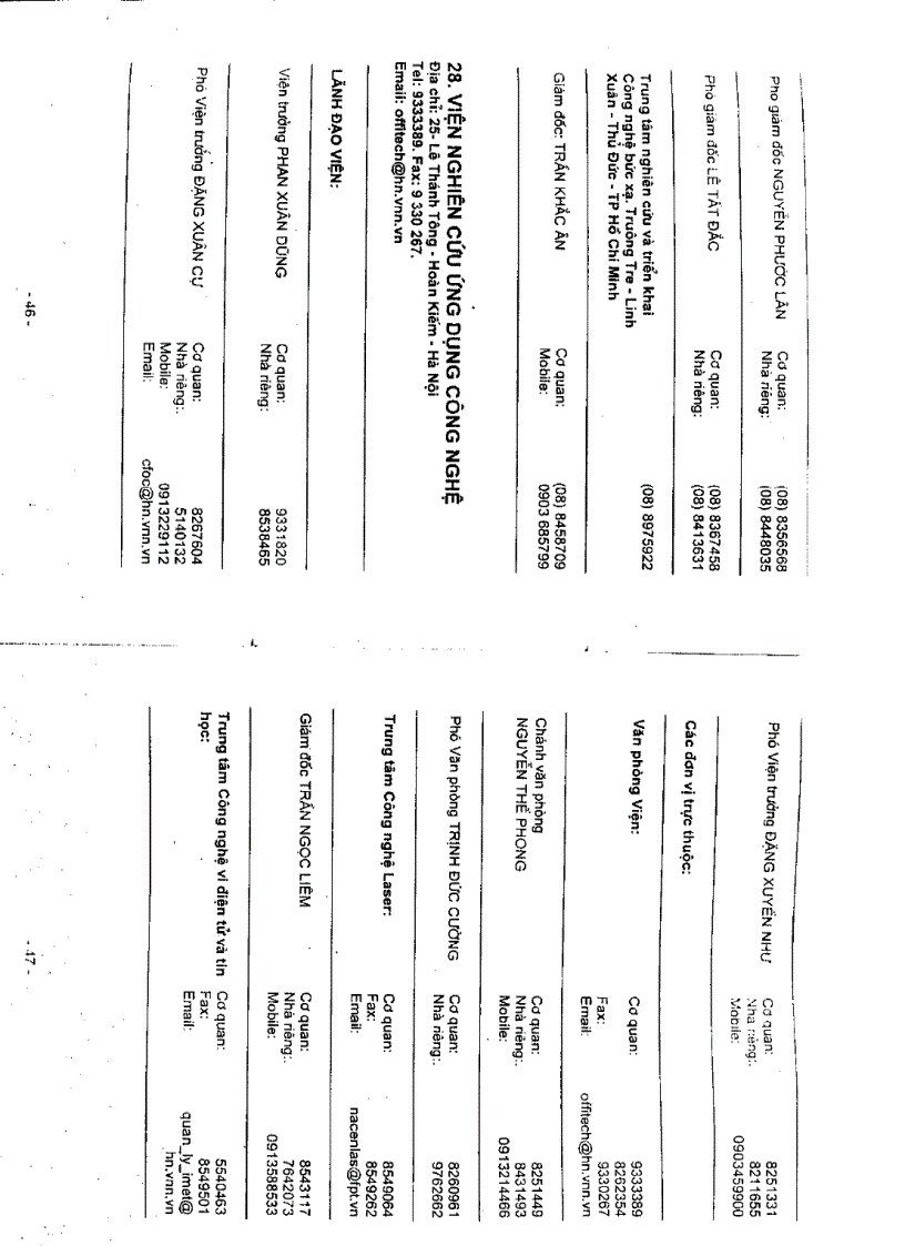 image for page Danh bạ điện thoại các đơn vị trực thuộc bộ KHCN MT các tỉnh thành
