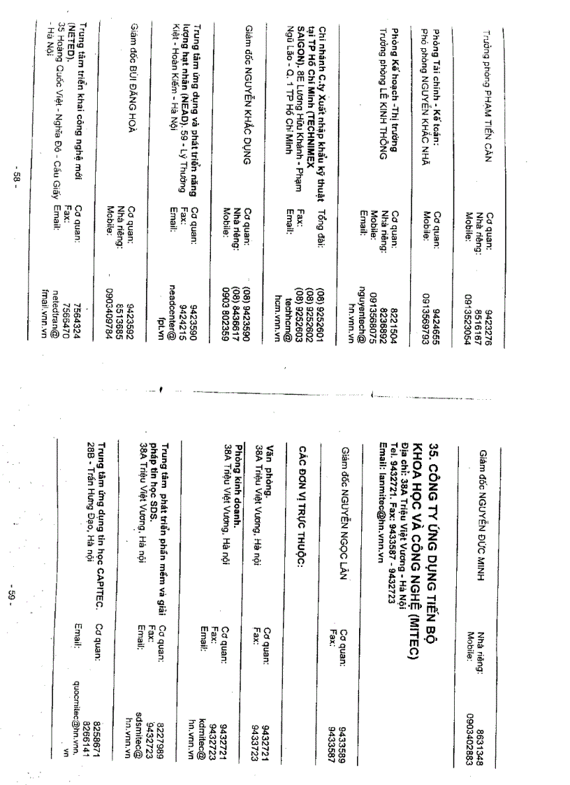 image for page Danh bạ điện thoại các đơn vị trực thuộc bộ KHCN MT các tỉnh thành