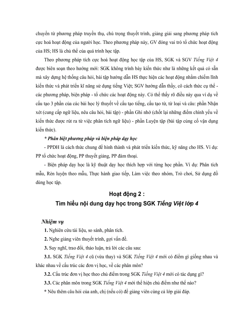 image for page Dạy học Lớp 4 theo chương trình tiểu học mới