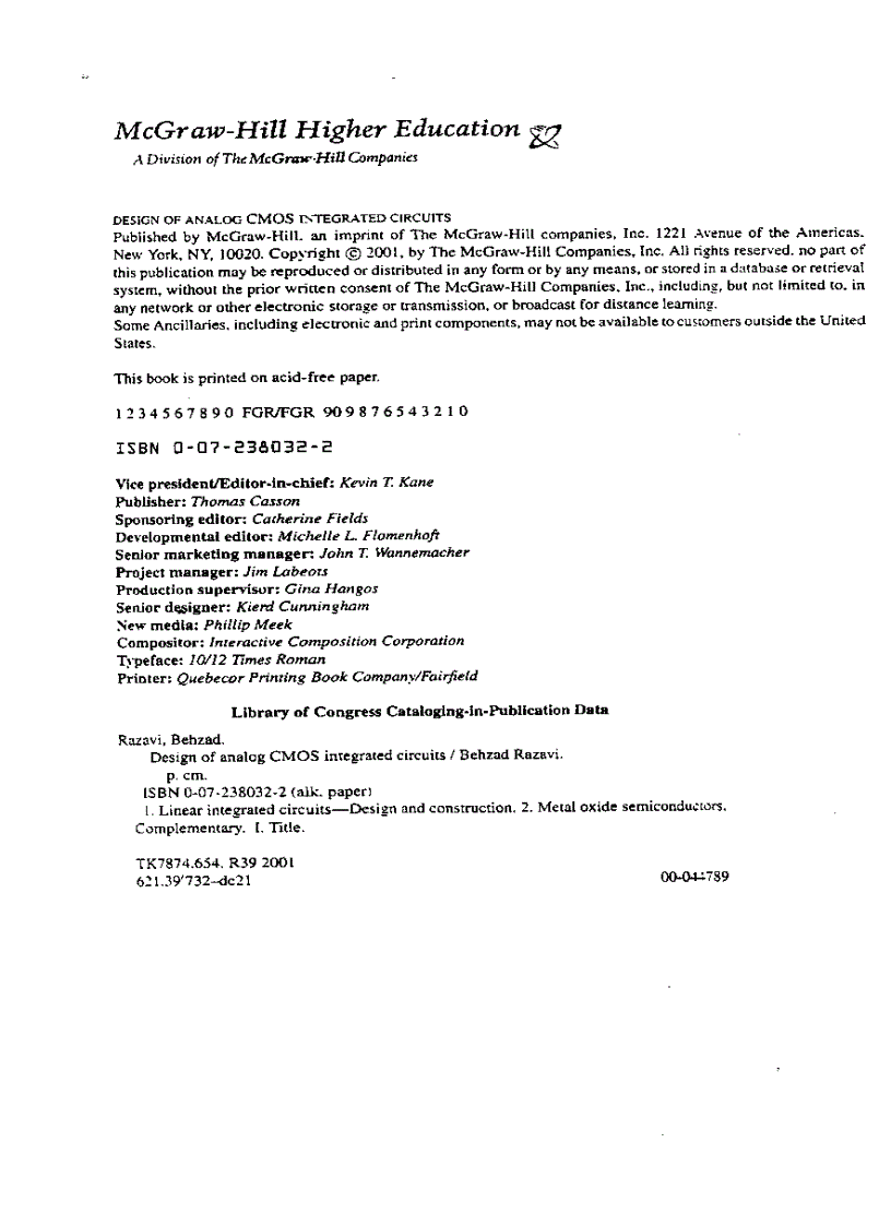 image for page Design of Analog CMOS Integrated Circuits