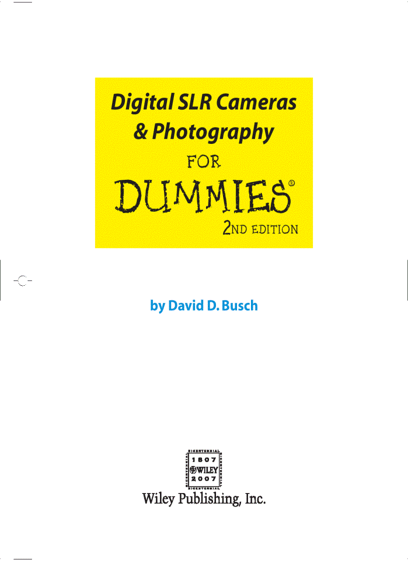 image for page Digital SLR Cameras and Photography For Dummies