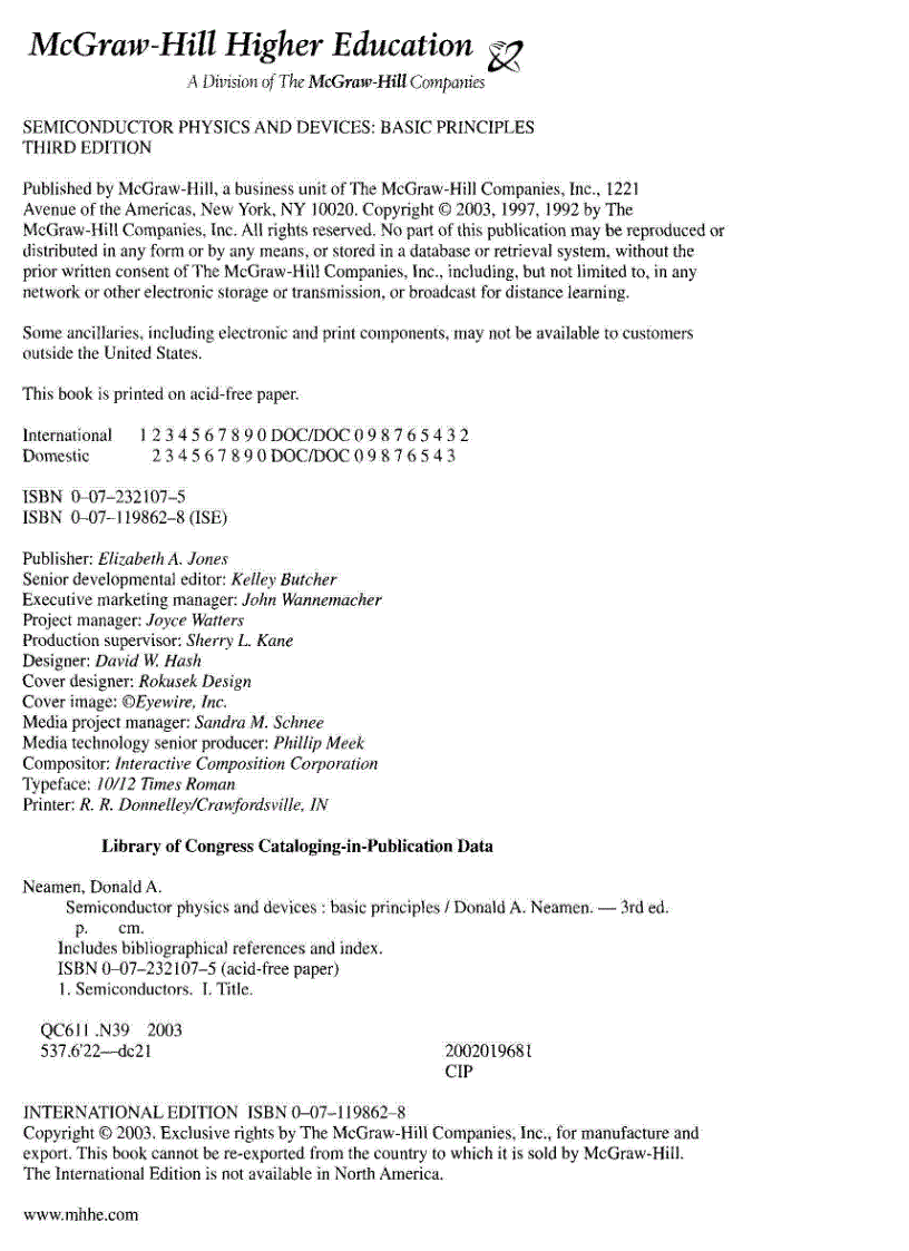 image for page Semiconductor Physics and Devices 3rd Edition