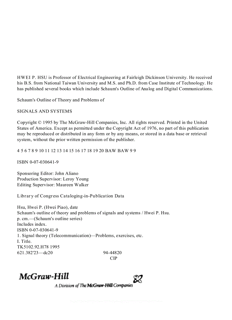 image for page Theory and Problems of Signals and Systems