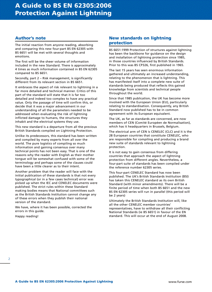 image for page A Guide to BS EN 62305 2006 Protection Against Lightning