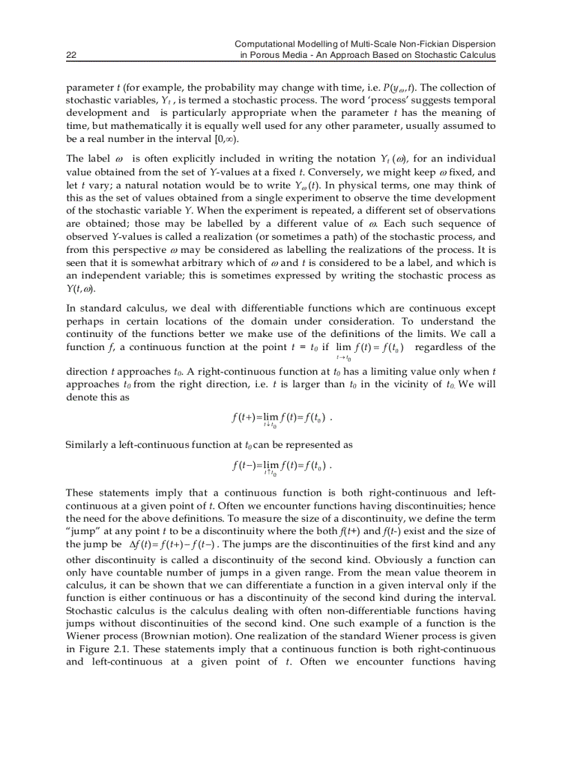 image for page Computational Modelling of Multi scale Solute Dispersion in Porous Media An Approach Based on Stochastic Calculus