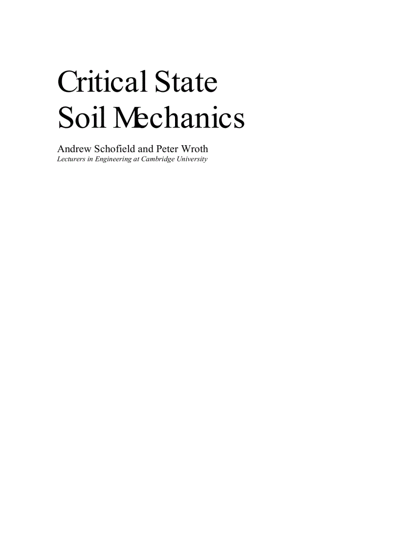 Critical State Soil Mechanics