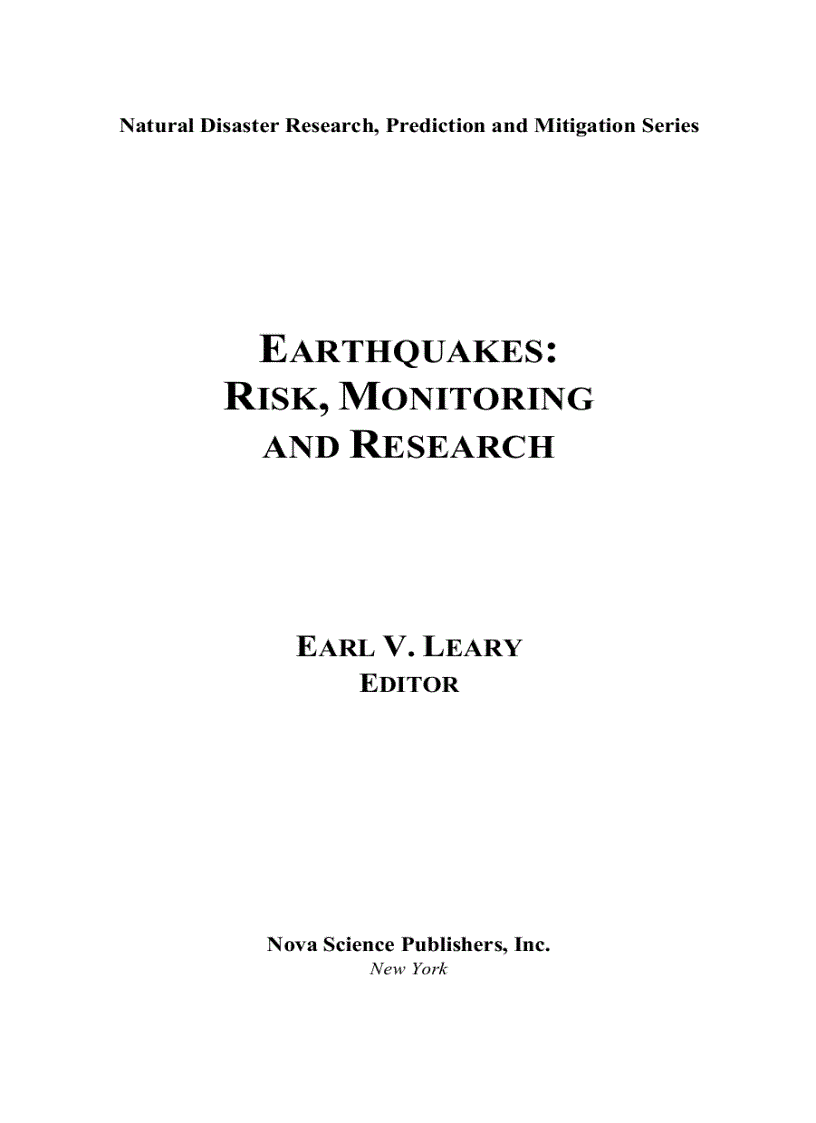 Earthquakes Risk