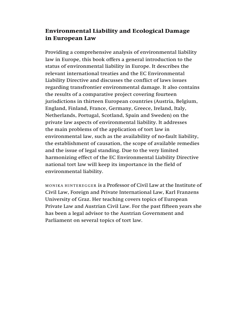 image for page Environmental Liability and Ecological Damage In European Law