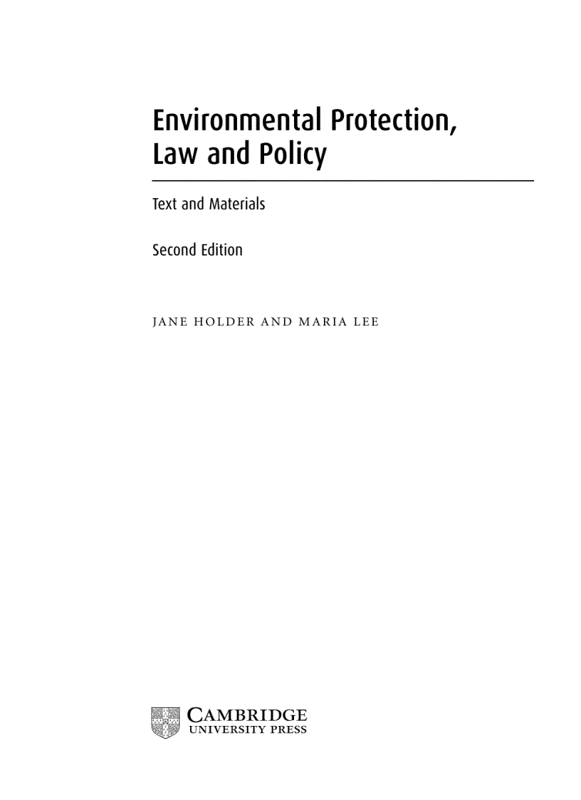 Environmental Protection Law and Policy