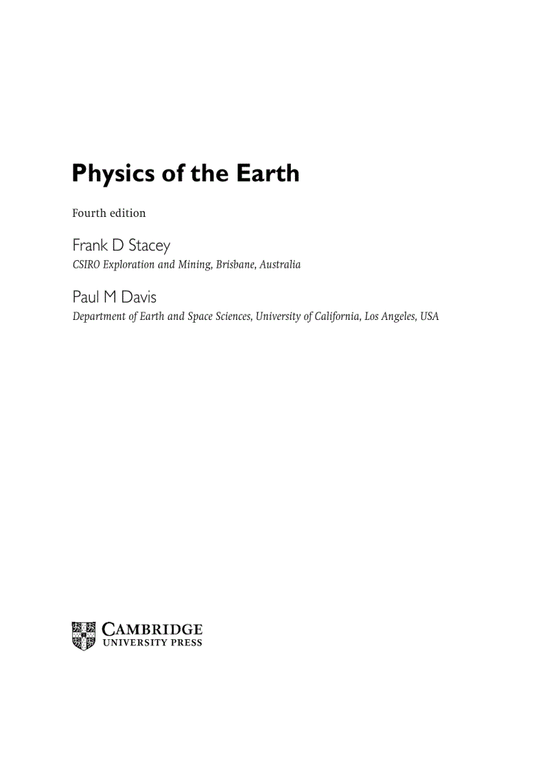 image for page Physics of the Earth