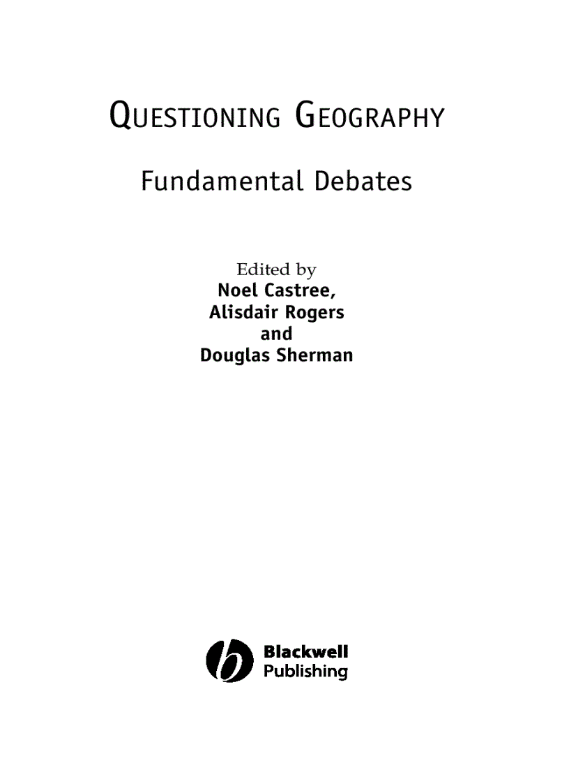 image for page Questioning Geography Fundamental Debates