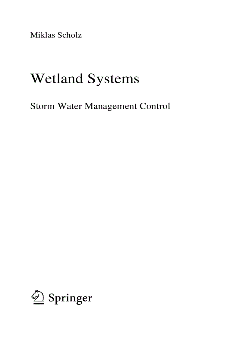 Wetland Systems Storm Water Management Control