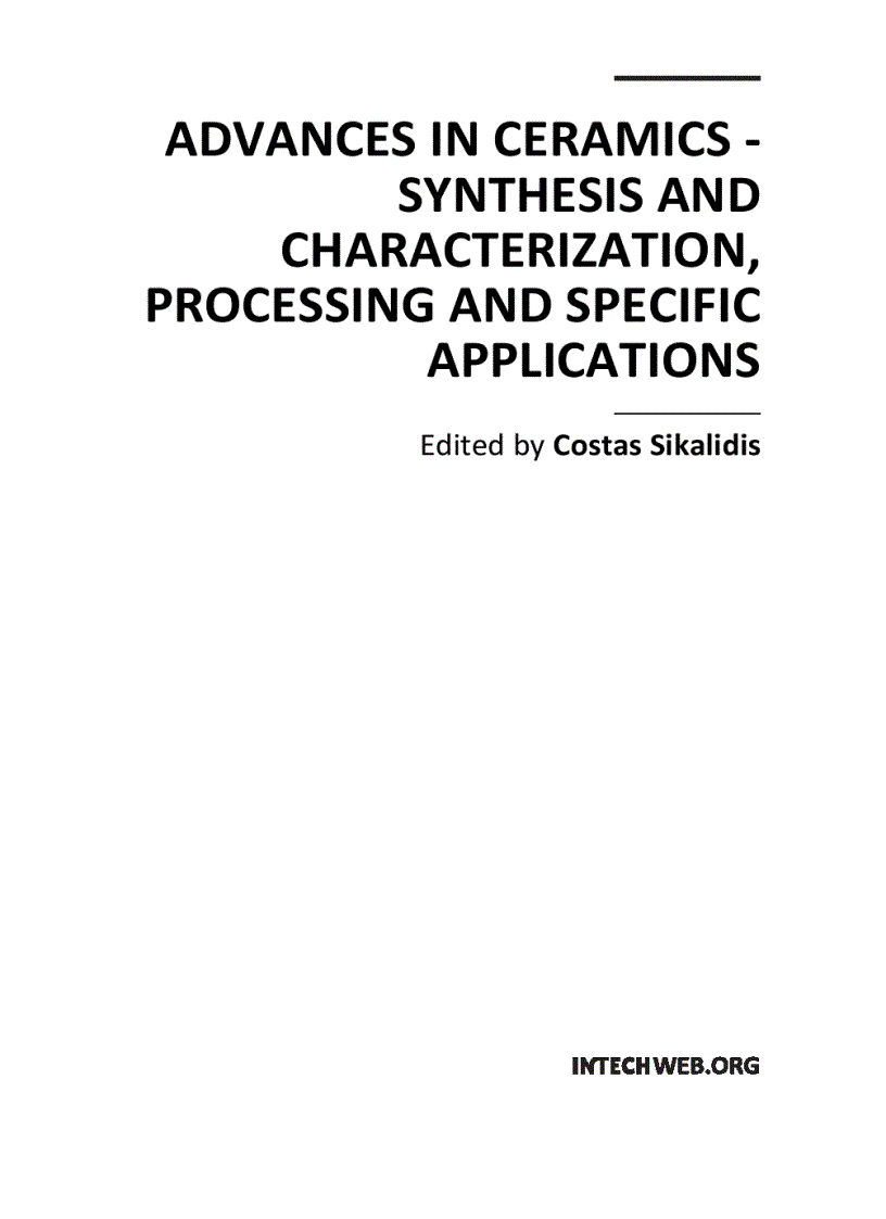 image for page Advances in Ceramics Synthesis and Characterization Processing and Specific Applications