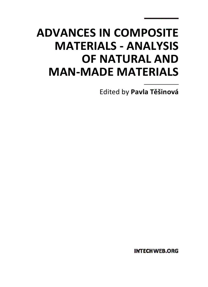 Advances in Composite Materials Analysis of Natural and Man Made Materials