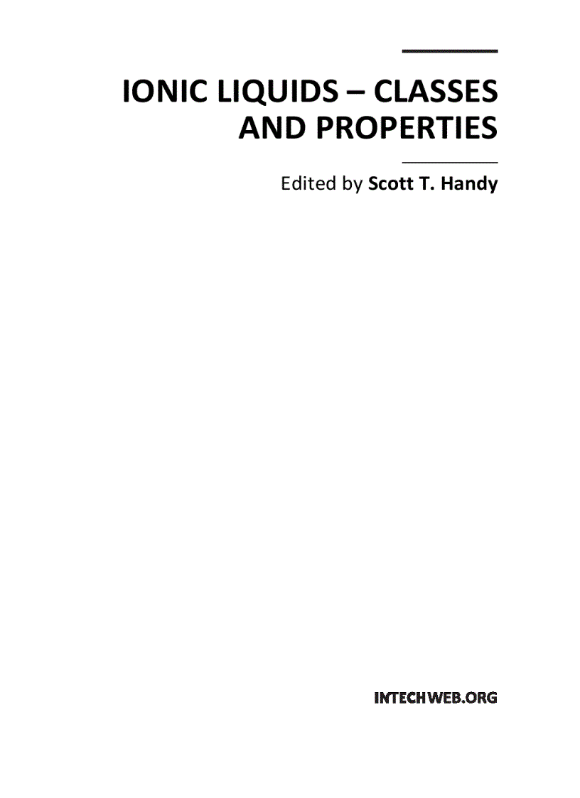image for page Ionic Liquids Classes and Properties