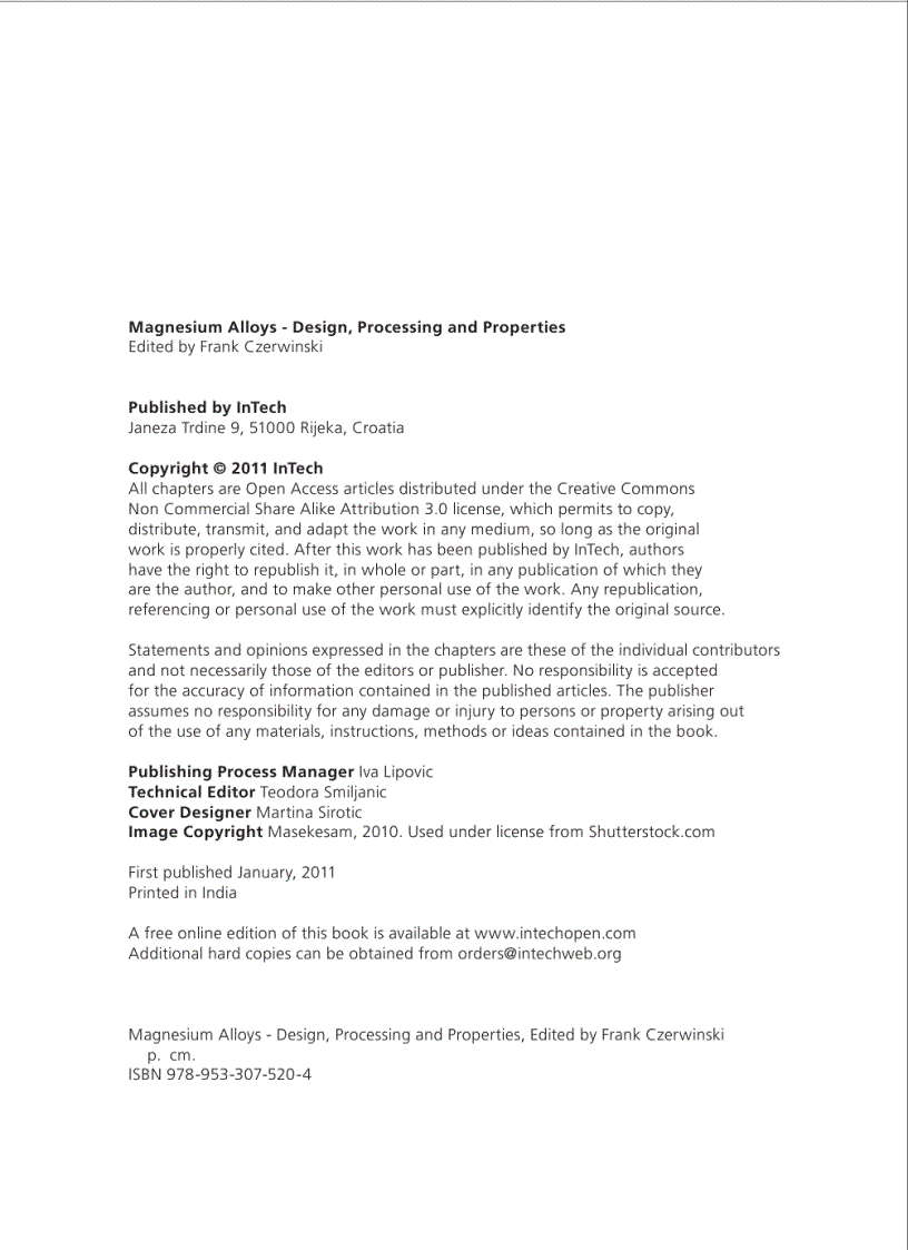 image for page Magnesium Alloys Design Processing and Properties