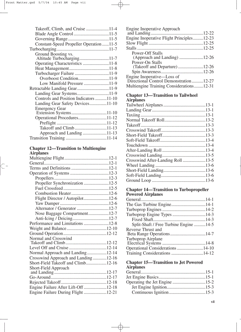 image for page Airplane Flying Handbook Federal Aviation Administration