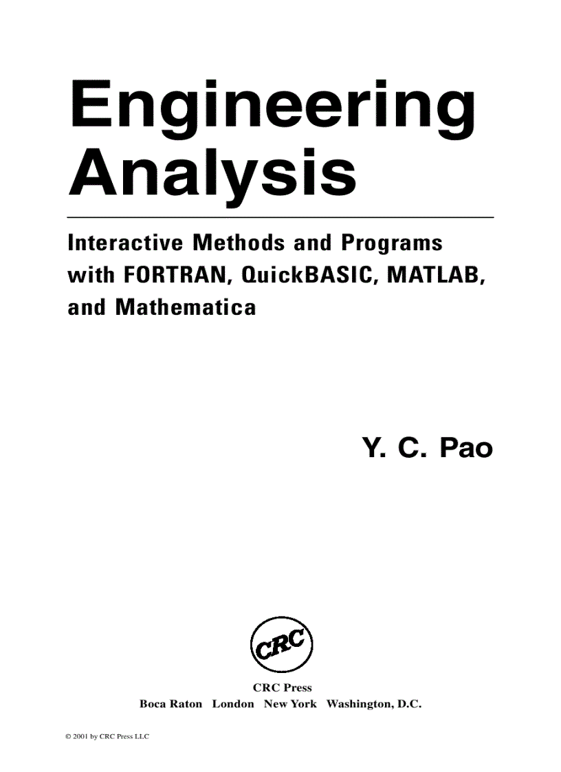 image for page Engineering Analysis 1st Edition