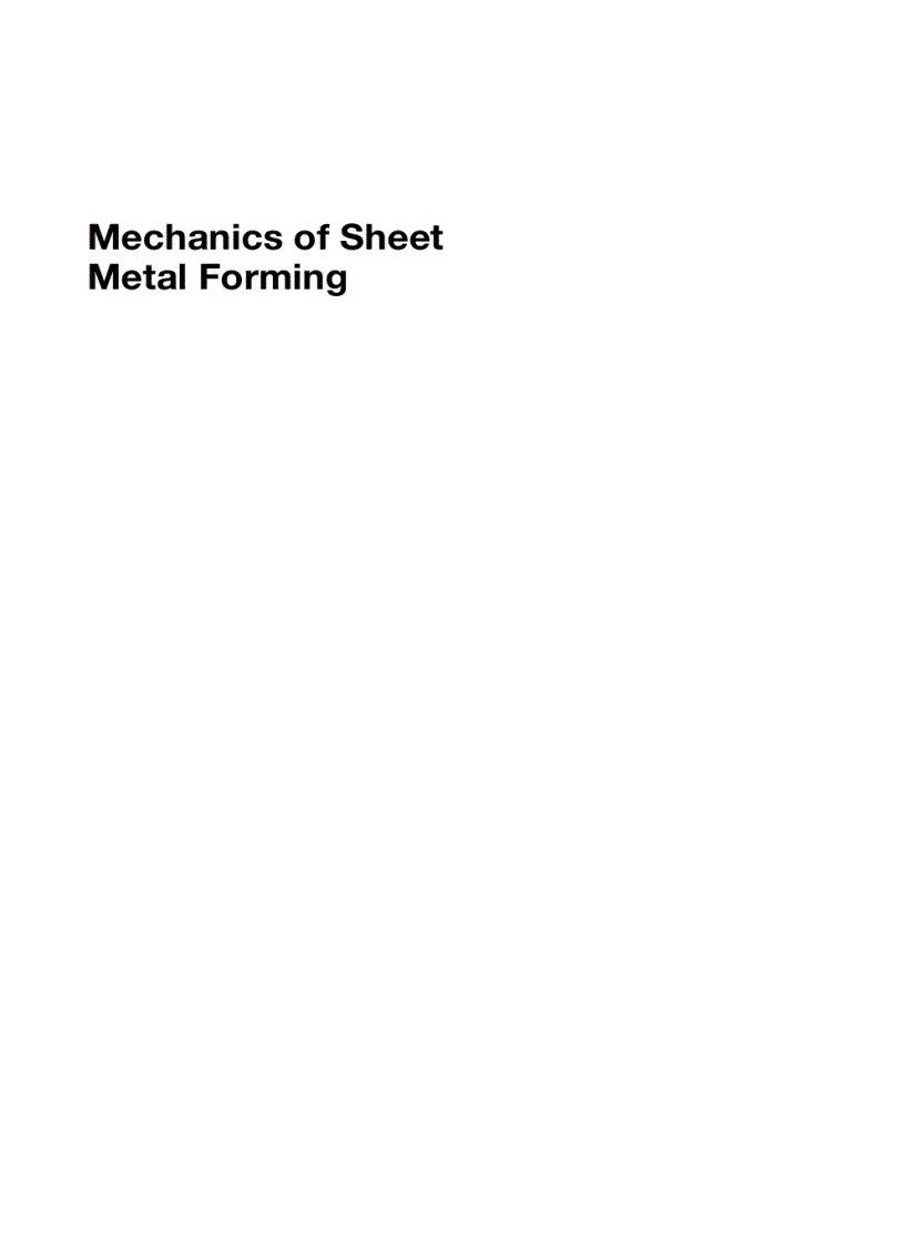 image for page Mechanics of Sheet Metal Forming 2nd Edition