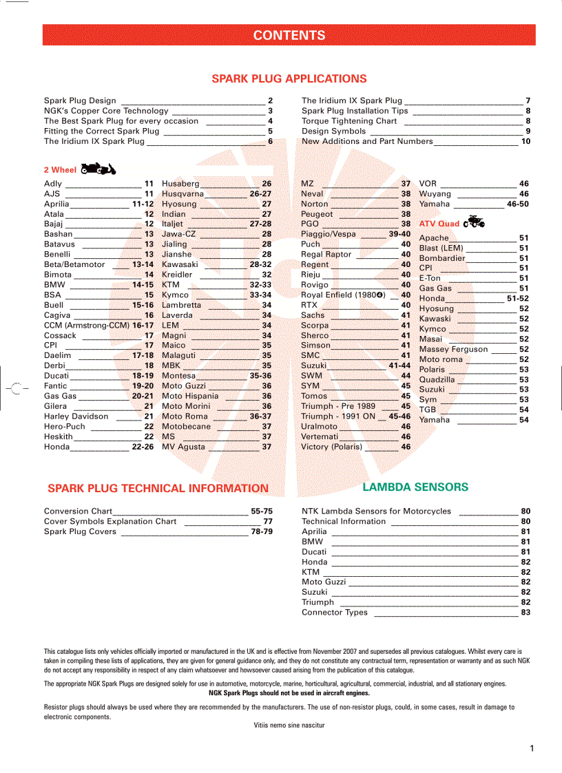 image for page Motorcycle Application 2008 Catalogue