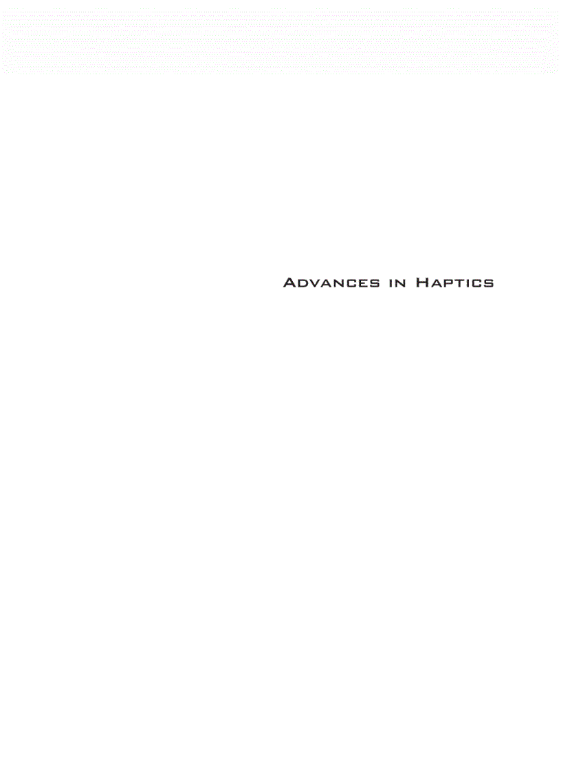 Advances in Haptics 1