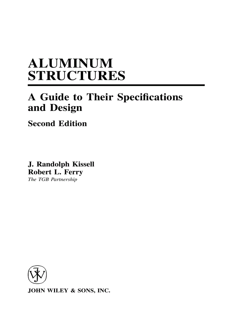 image for page Aluminum Structures A Guide to Their Specifications and Design