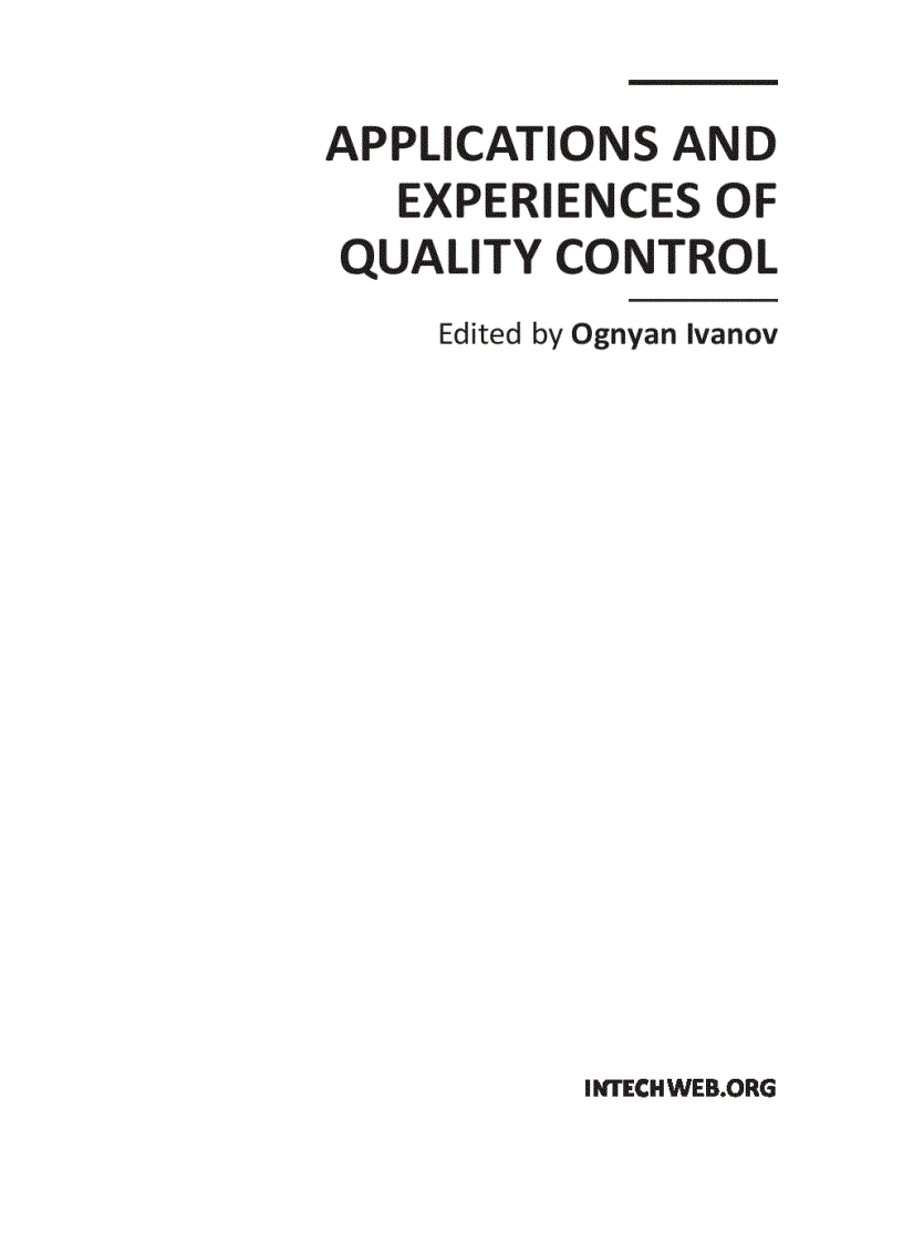 image for page Applications and Experiences of Quality Control