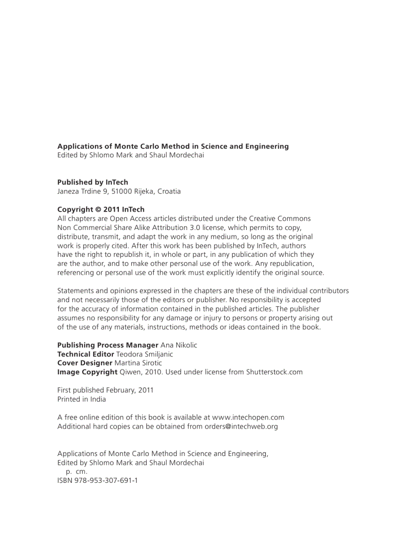 image for page Applications of Monte Carlo Method in Science and Engineering